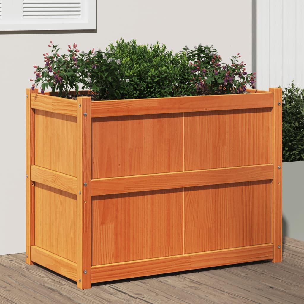 Plantekasse 90x50x70 cm massivt fyrretræ gyldenbrun