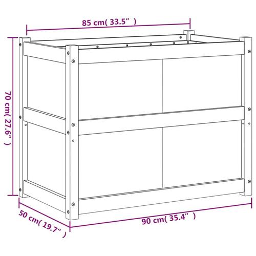 Plantekasse 90x50x70 cm massivt fyrretræ gyldenbrun