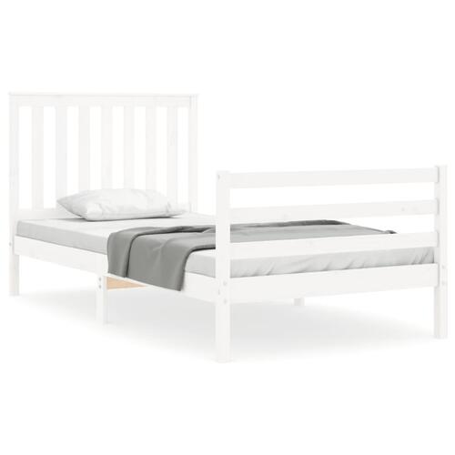 Sengeramme med sengegavl 100x200 cm massivt træ hvid