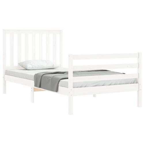 Sengeramme med sengegavl 100x200 cm massivt træ hvid