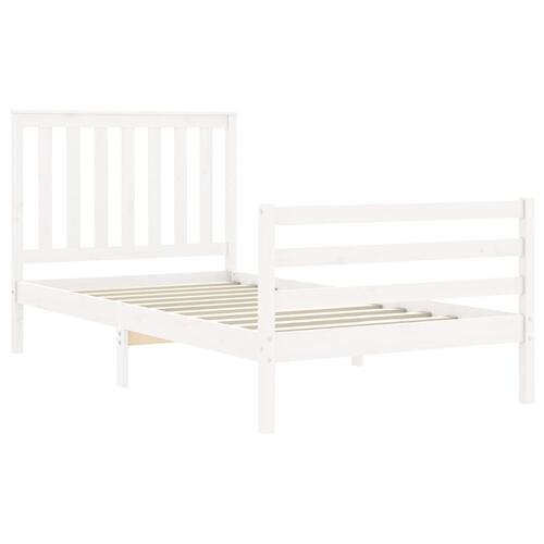 Sengeramme med sengegavl 100x200 cm massivt træ hvid