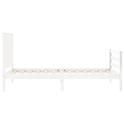 Sengeramme med sengegavl 100x200 cm massivt træ hvid
