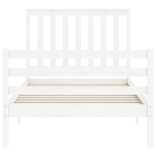 Sengeramme med sengegavl 100x200 cm massivt træ hvid