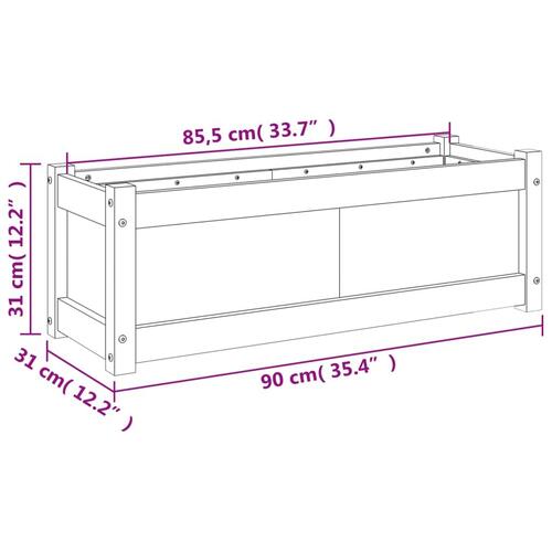 Plantekasse 90x31x31 cm massivt fyrretræ gyldenbrun
