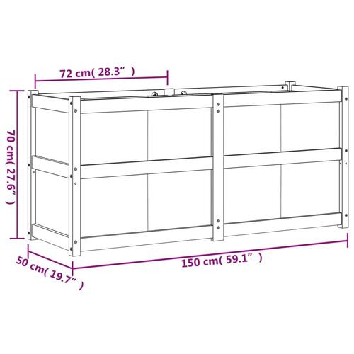 Plantekasse 150x50x70 cm massivt fyrretræ gyldenbrun