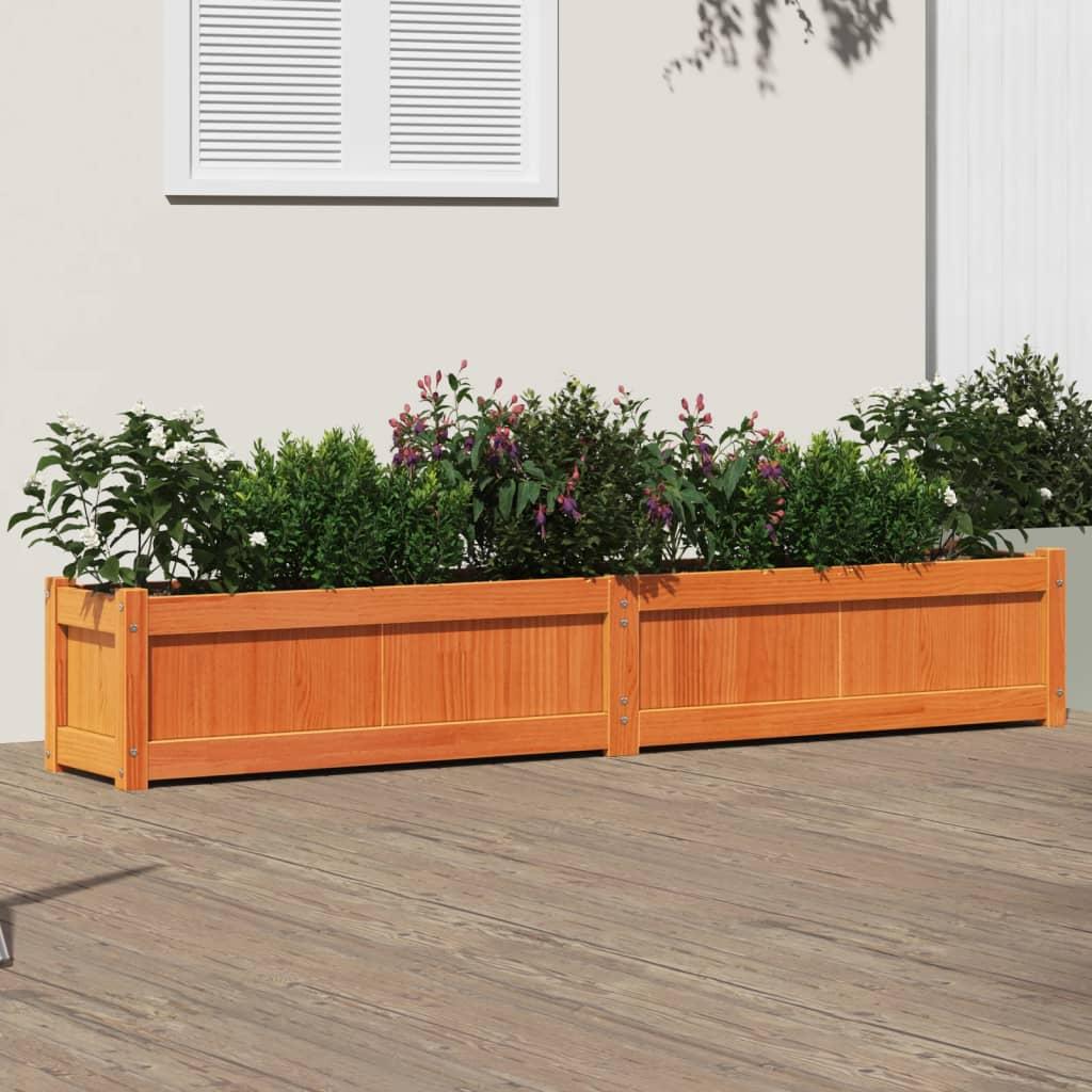 Plantekasse 180x31x31 cm massivt fyrretræ gyldenbrun