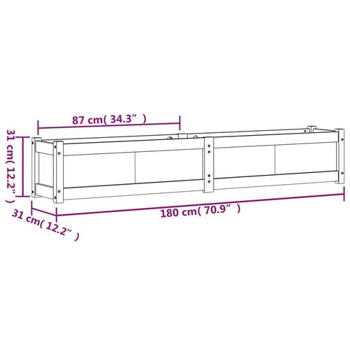 Plantekasse 180x31x31 cm massivt fyrretræ gyldenbrun