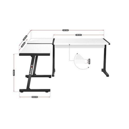 Skrivebord Huzaro HZ-Hero 6.0 Hvid Stål Kulfiber 178 x 4 x 112 cm