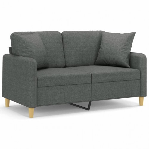 2-personers sofa med pyntepuder - stof, mørkegrå, sædebredde 120 cm