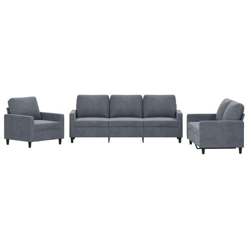 3 personers sofa med hynder velour mørkegrå