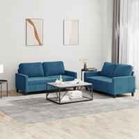 2 personers sofa med hynder velour blå