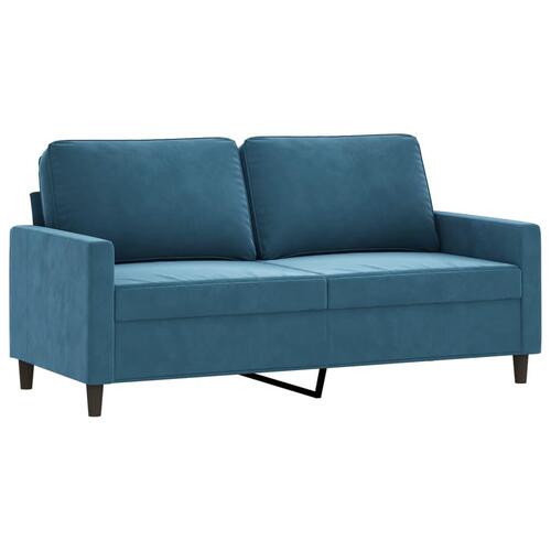 2 personers sofa med hynder velour blå