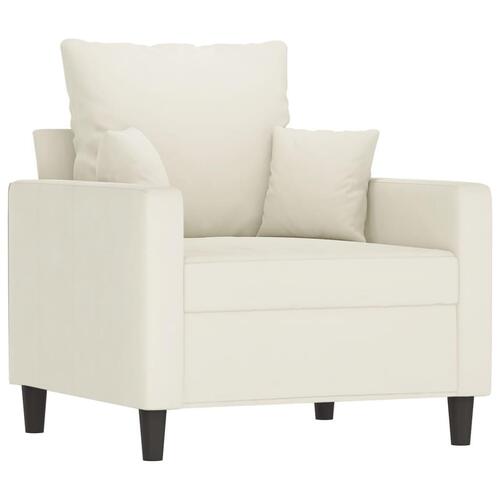 3 personers sofa med hynder velour cremefarvet