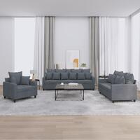 3 personers sofa med hynder velour mørkegrå