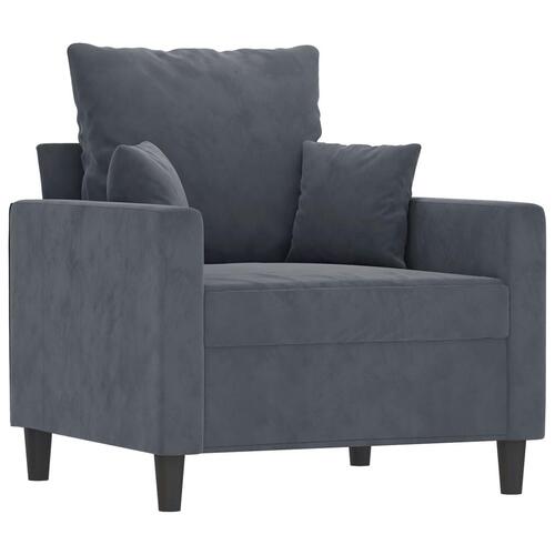 3 personers sofa med hynder velour mørkegrå
