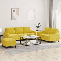 3 personers sofa med hynder velour gul