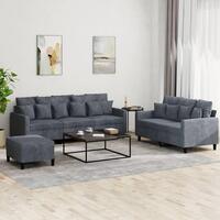 3 personers sofa med hynder velour mørkegrå