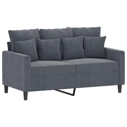 3 personers sofa med hynder velour mørkegrå
