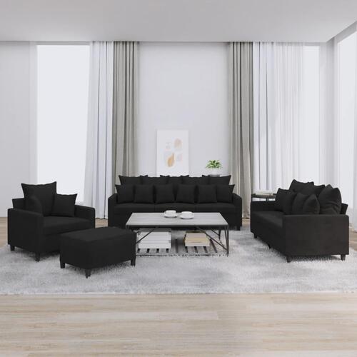 Sofasæt 4 dele med hynder velour sort