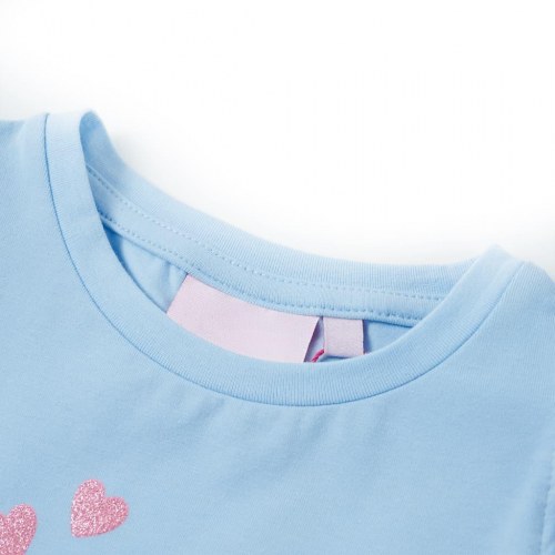T-shirt til børn str. 116 med flæser lyseblå