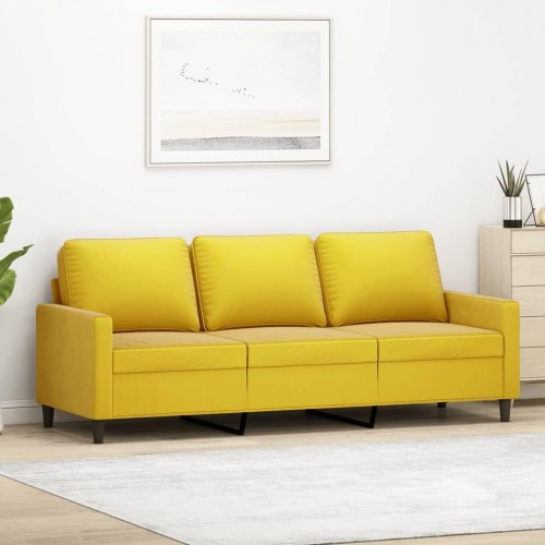 3-personers sofa i velour - gul, 180 cm sædebredde