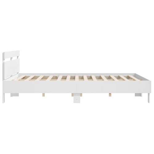 Sengeramme med sengegavl 200x200 cm - konstrueret træ, hvid