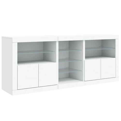 Skænk med LED-lys 162x37x67 cm hvid