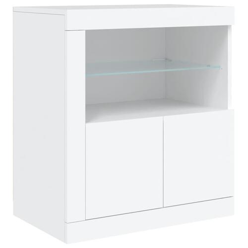 Skænk med LED-lys 162x37x67 cm hvid