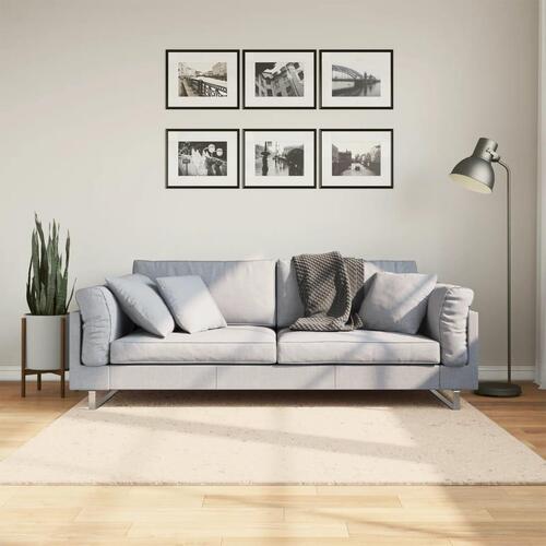 Gulvtæppe HUARTE 160x160 cm kort luv og vaskbart beige