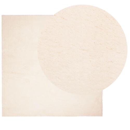 Gulvtæppe HUARTE 160x160 cm kort luv og vaskbart beige