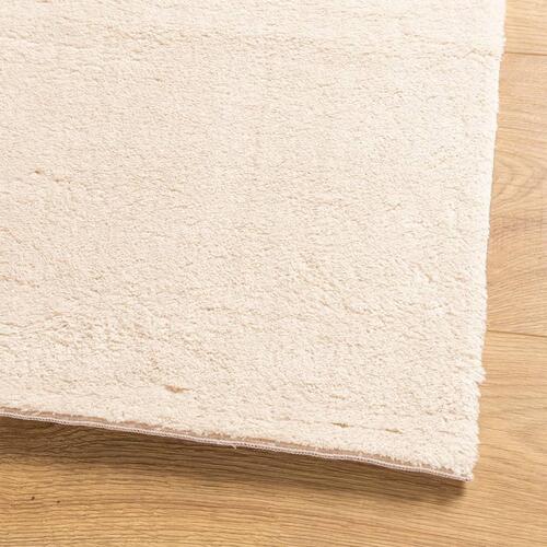 Gulvtæppe HUARTE 160x160 cm kort luv og vaskbart beige