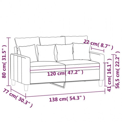 2-personers sofa i fløjl - 120 cm, sort