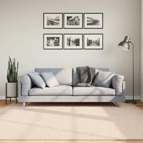 Gulvtæppe HUARTE 200×200 cm - kort luv, vaskbart, beige