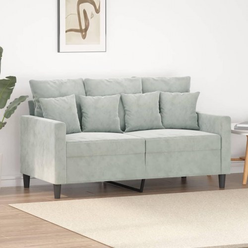 2-personers sofa i velour - lysegrå, sædebredde 120 cm