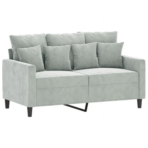 2-personers sofa i velour - lysegrå, sædebredde 120 cm