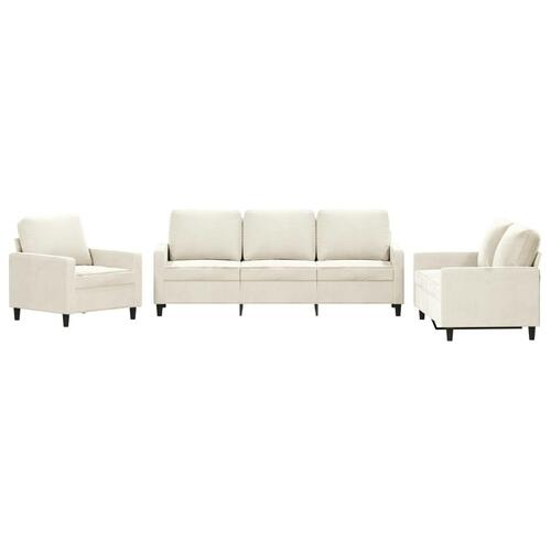3 personers sofa med hynder velour cremefarvet