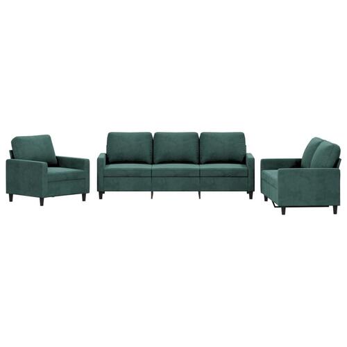 3 personers sofa med hynder velour mørkegrøn