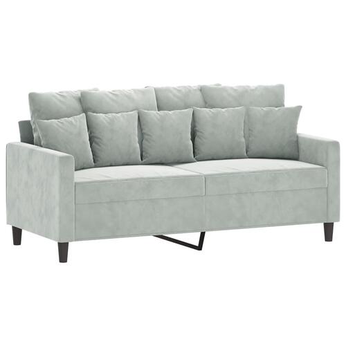 2 personers sofa med hynder velour lysegrå