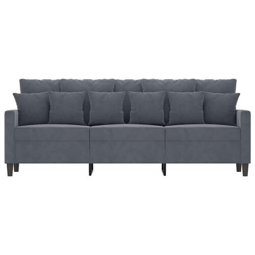 3-personers sofa 180 cm fløjl mørkegrå