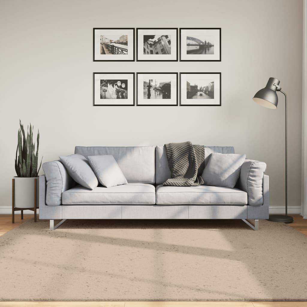 Gulvtæppe HUARTE 200x200 cm kort luv og vaskbart sandfarvet