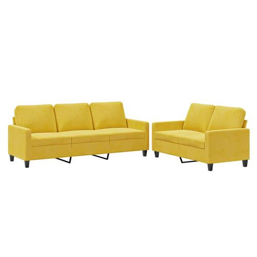 2 personers sofa med hynder velour gul