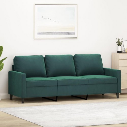 3-personers sofa i fløjl - mørkegrøn, sædebredde 180 cm