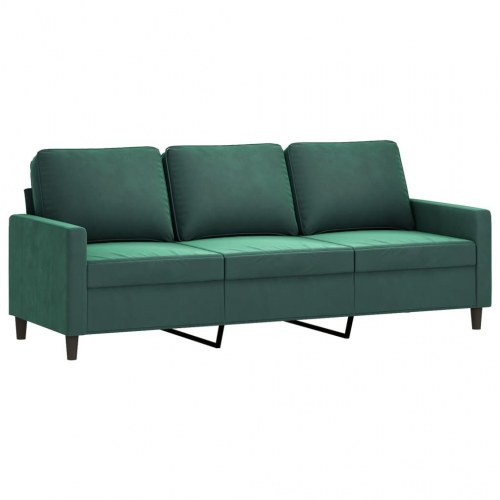 3-personers sofa i fløjl - mørkegrøn, sædebredde 180 cm