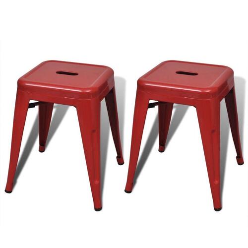 Stabelbare skamler 2 stk. metal rød