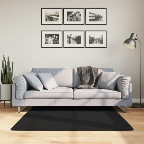 Gulvtæppe HUARTE - 120×120 cm, kort luv, vaskbart, sort