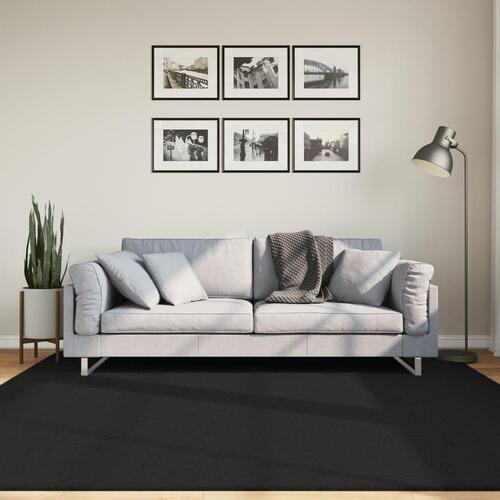 Gulvtæppe HUARTE 200x200 cm kort luv og vaskbart sort