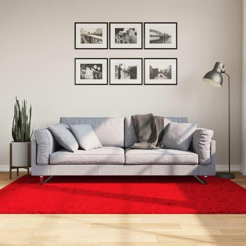 Gulvtæppe HUARTE 140x200 cm kort luv og vaskbart rød