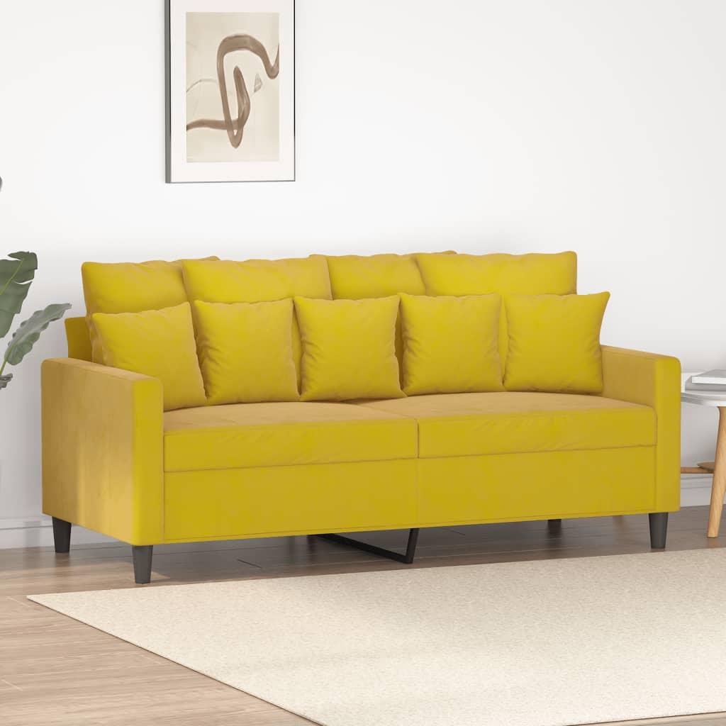2-personers sofa 140 cm fløjl gul