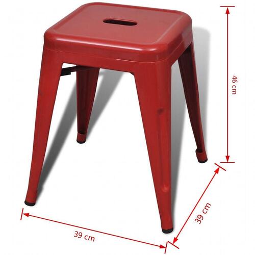 Stabelbare skamler 2 stk. metal rød