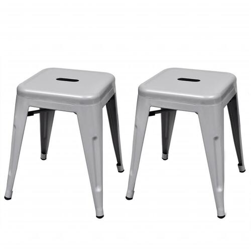 Stabelbare skamler 2 stk. metal grå